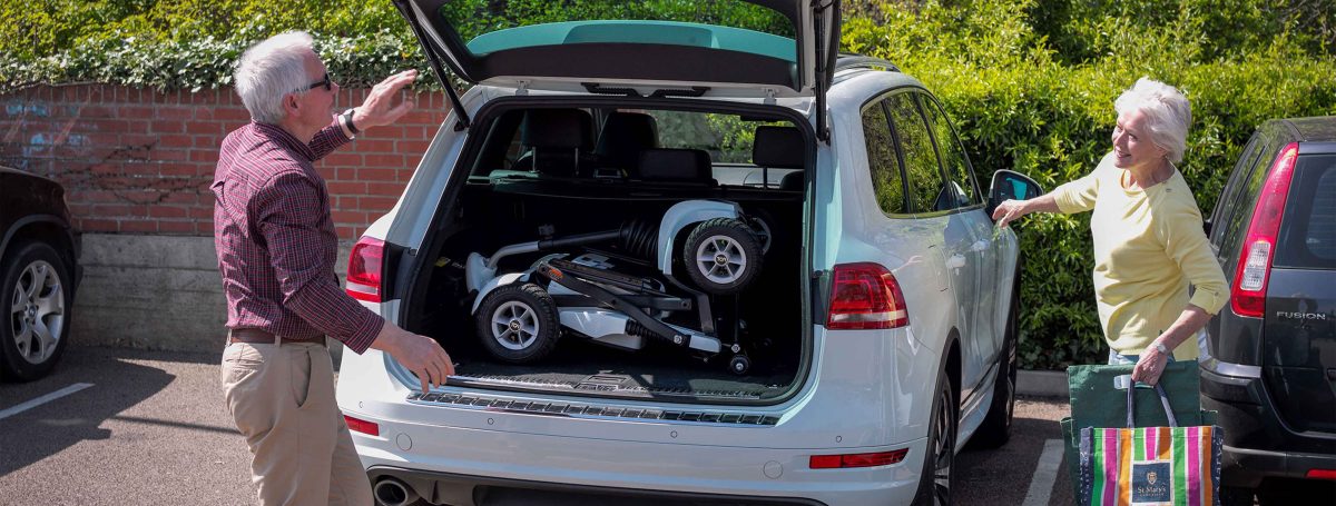 Mobility scooter in the boot of a car