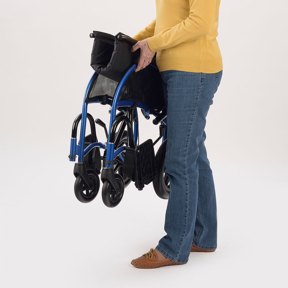 A Strongback wheelchair being folded